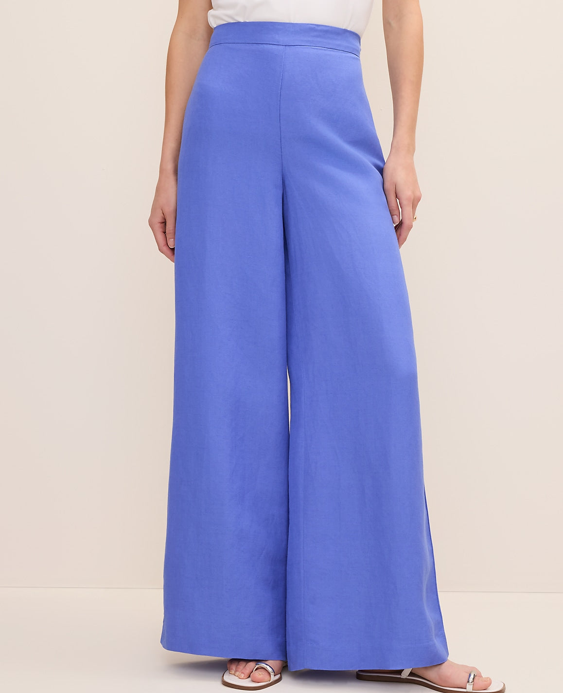 Ann Taylor Dream Blue The Petite Statement Palazzo Pant in Linen Blend