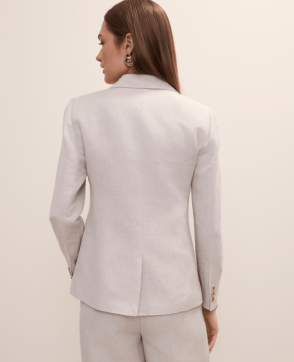 Ann Taylor Natural Flax The Petite Hutton Blazer in Linen Blend