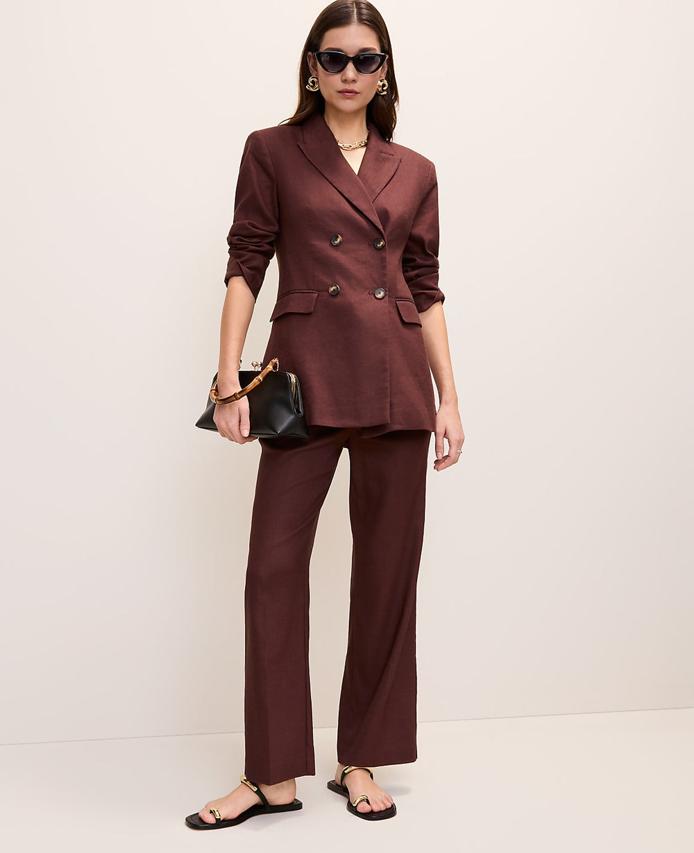 Ann Taylor Rich Walnut The Petite Flare Ankle Pant in Linen Blend
