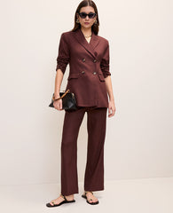 Ann Taylor Rich Walnut The Petite Flare Ankle Pant in Linen Blend
