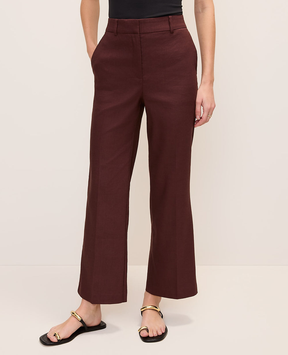 Ann Taylor Rich Walnut The Petite Flare Ankle Pant in Linen Blend