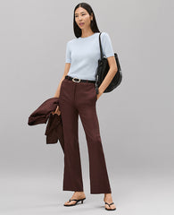 Ann Taylor Rich Walnut The Petite Flare Ankle Pant in Linen Blend