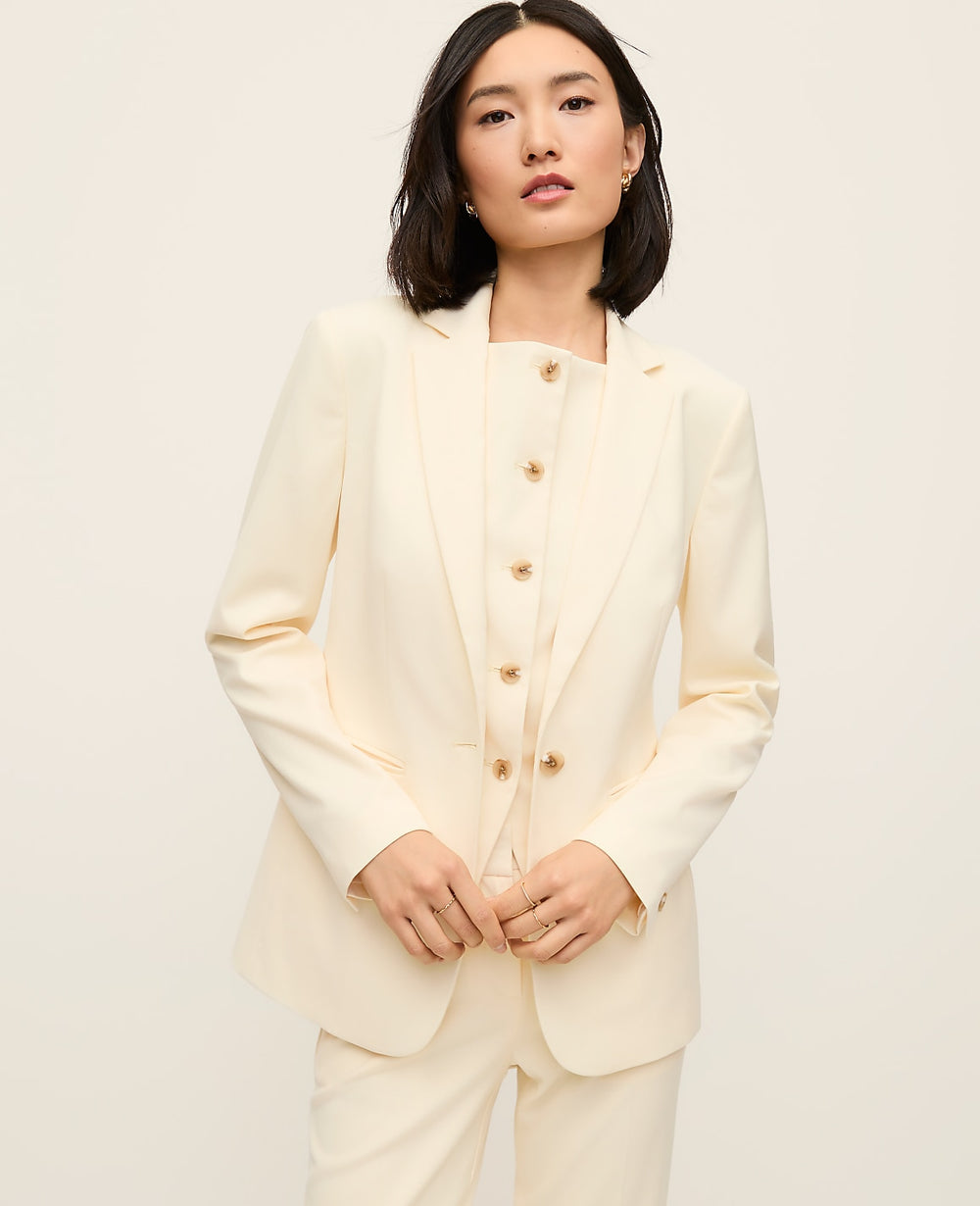 Ann Taylor Almond Oil The Petite Fitted Long Blazer