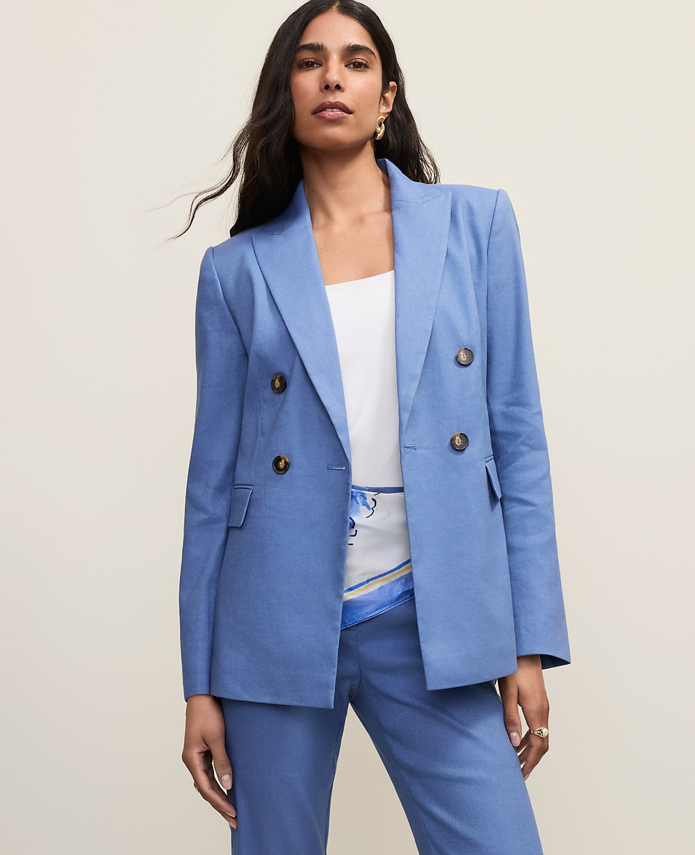 Ann Taylor Ocean Oasis The Petite Tailored Blazer in Linen Blend