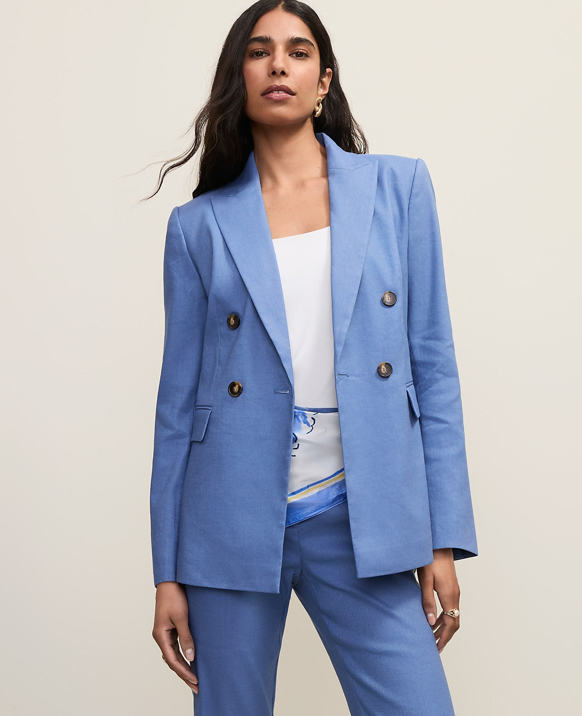 Ann Taylor Ocean Oasis The Petite Tailored Blazer in Linen Blend