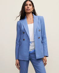 Ann Taylor Ocean Oasis The Petite Tailored Blazer in Linen Blend