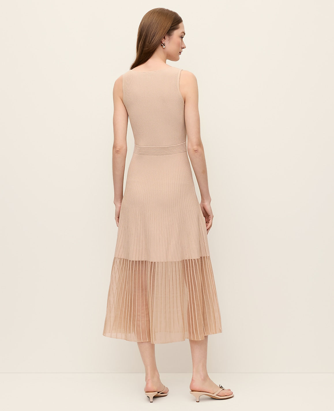 Ann Taylor Pale Sandalwood Petite Square Neck Ribbed Sweater Dress