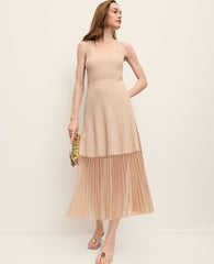 Ann Taylor Pale Sandalwood Petite Square Neck Ribbed Sweater Dress
