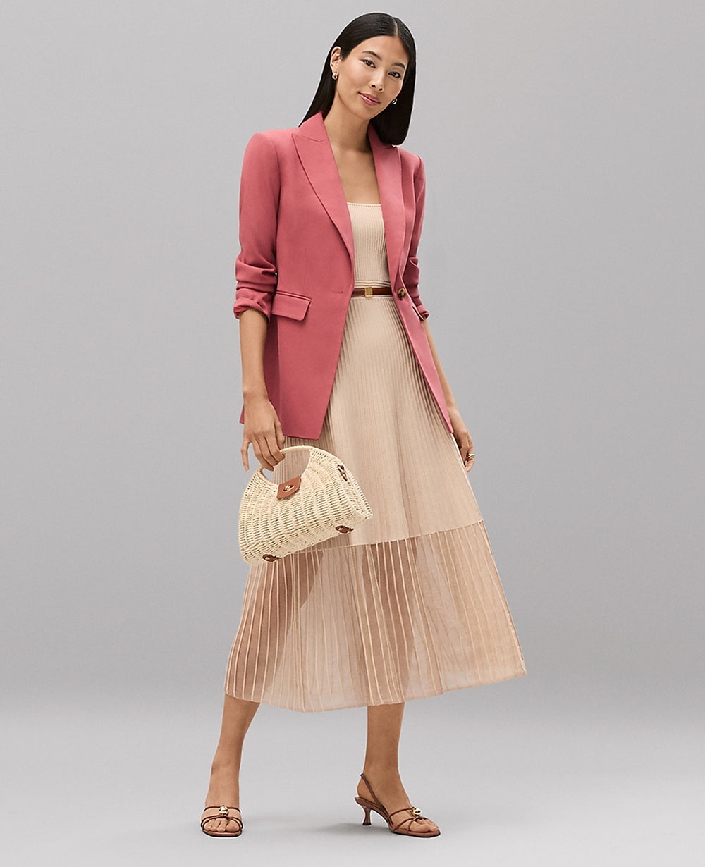 Ann Taylor Pale Sandalwood Petite Square Neck Ribbed Sweater Dress