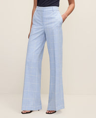 Ann Taylor Blue/Neutral The Petite Wide-Leg Pant in Windowpane