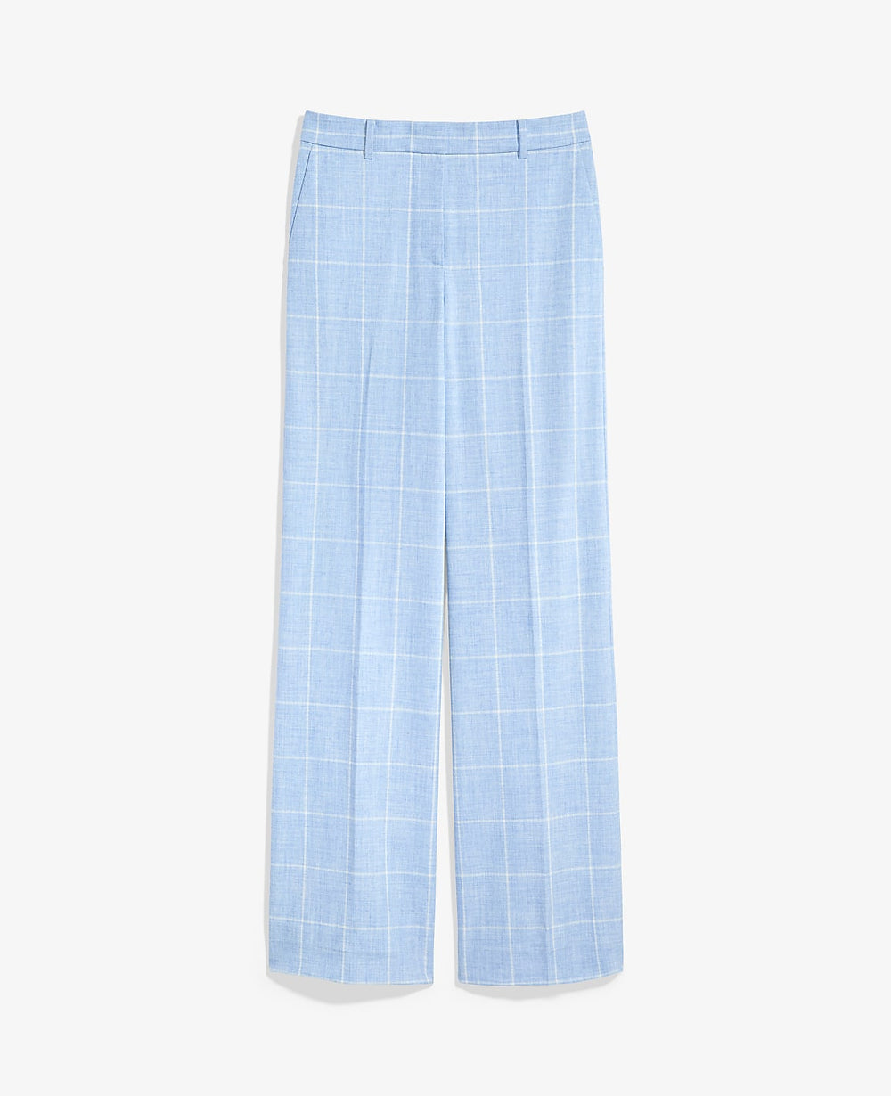 Ann Taylor Blue/Neutral The Petite Wide-Leg Pant in Windowpane