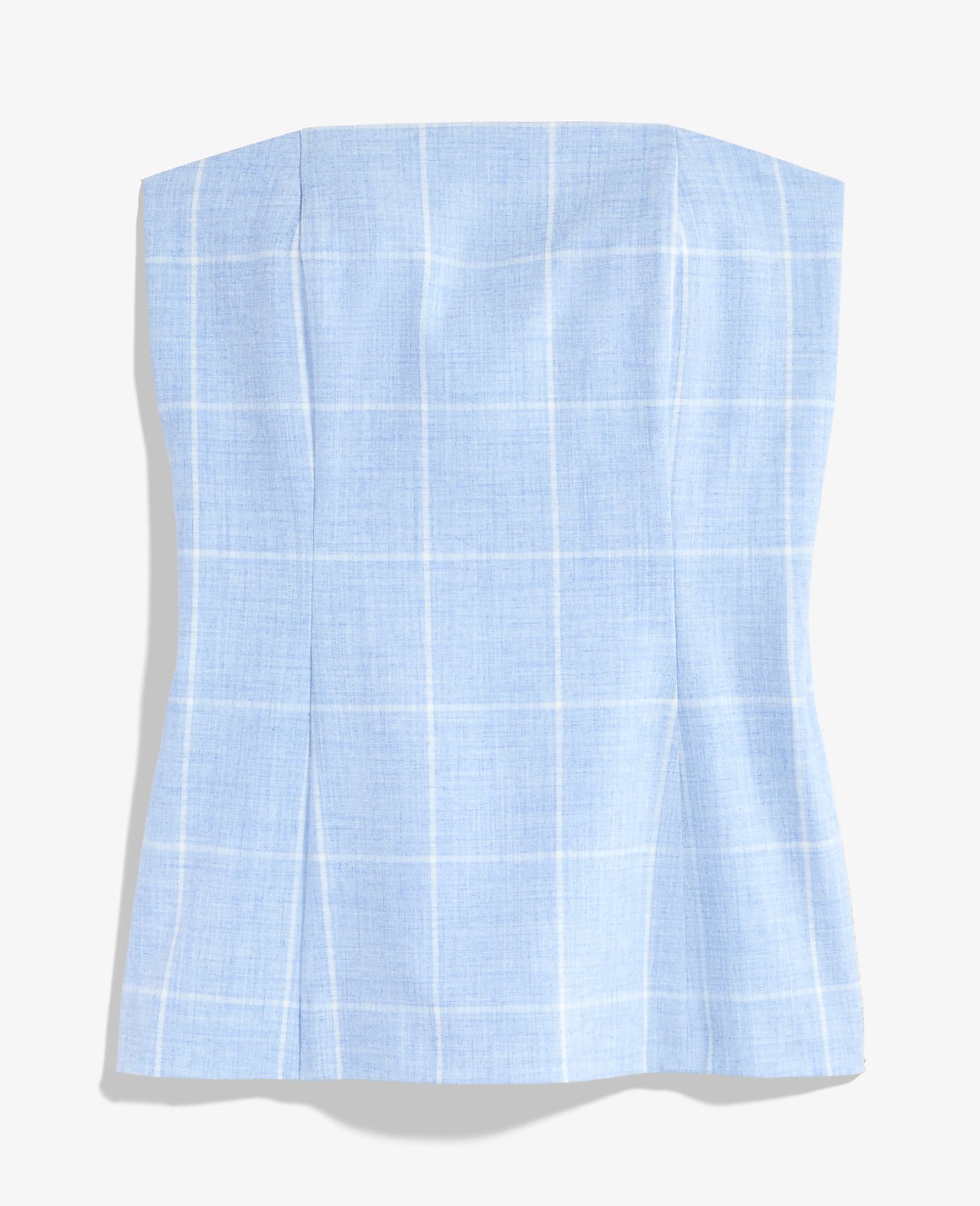 Ann Taylor Blue/Neutral Petite Windowpane Strapless Top