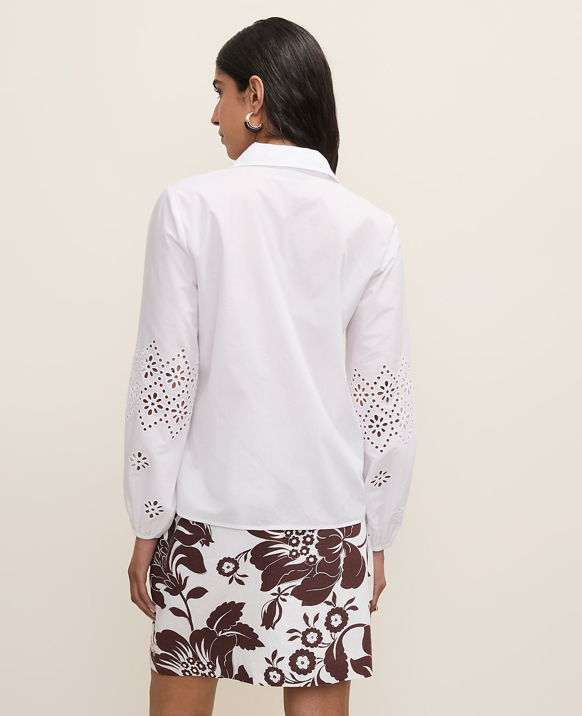 Ann Taylor White Eyelet Button Down Shirt