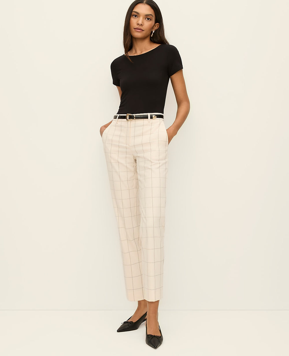 Ann Taylor Ivory/Black Combo The Eva Ankle Pant in Windowpane