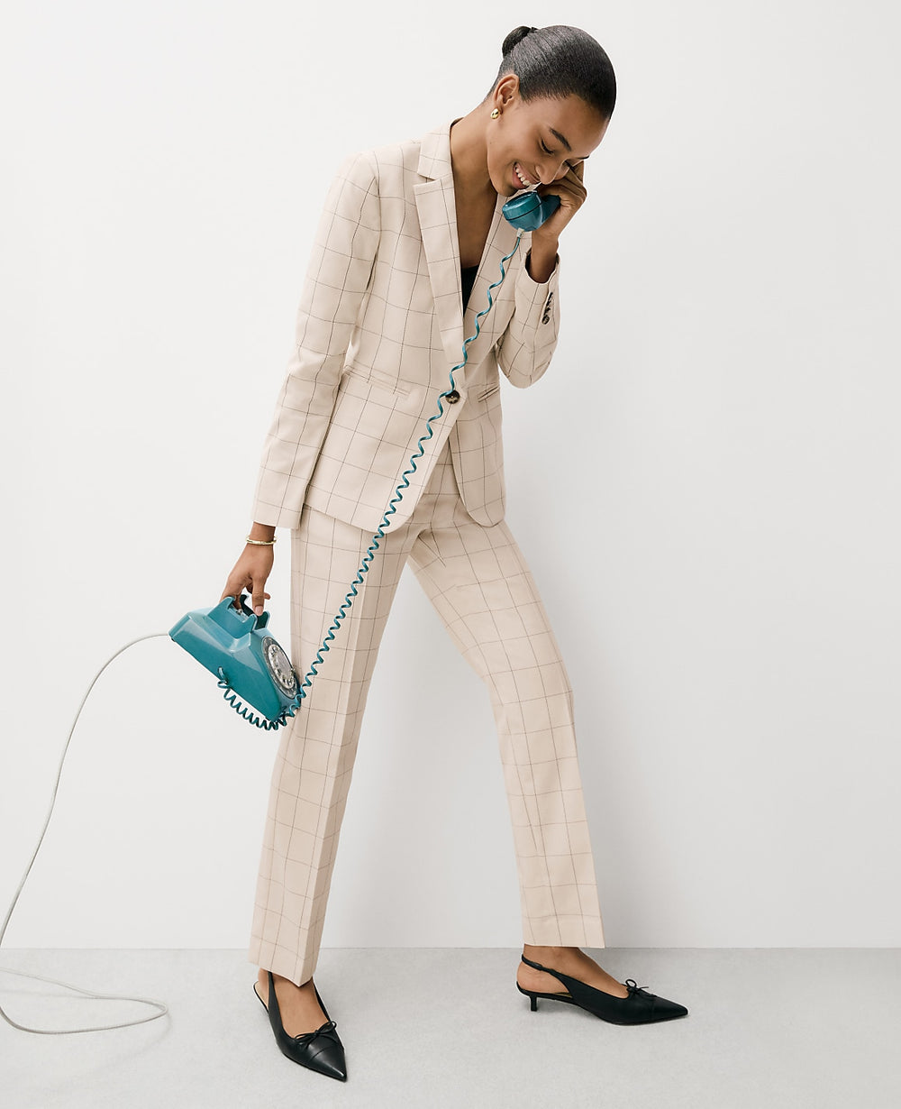 Ann Taylor Ivory/Black Combo The Eva Ankle Pant in Windowpane