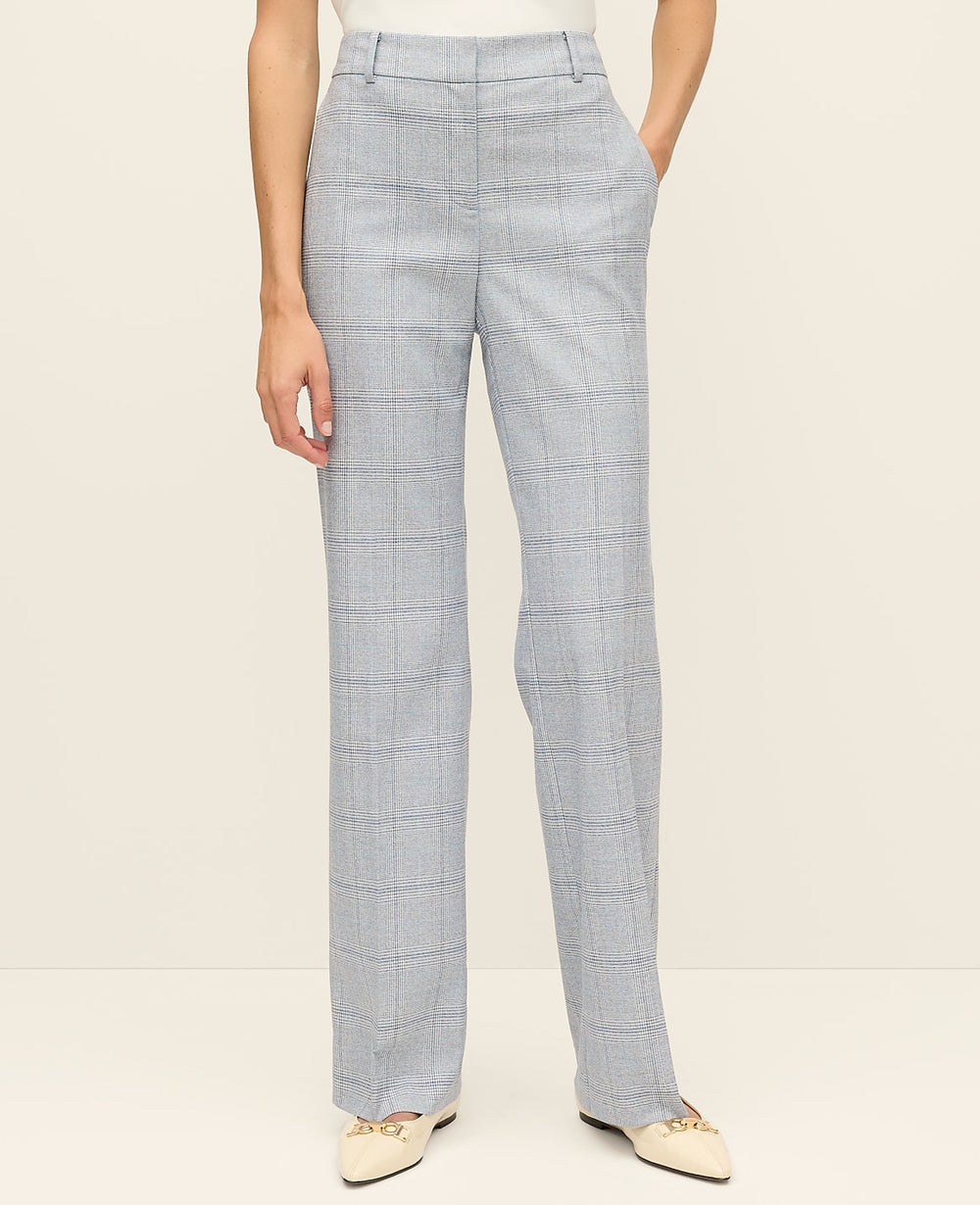 Ann Taylor Blue/White Combo The Mid Rise Trouser in Plaid