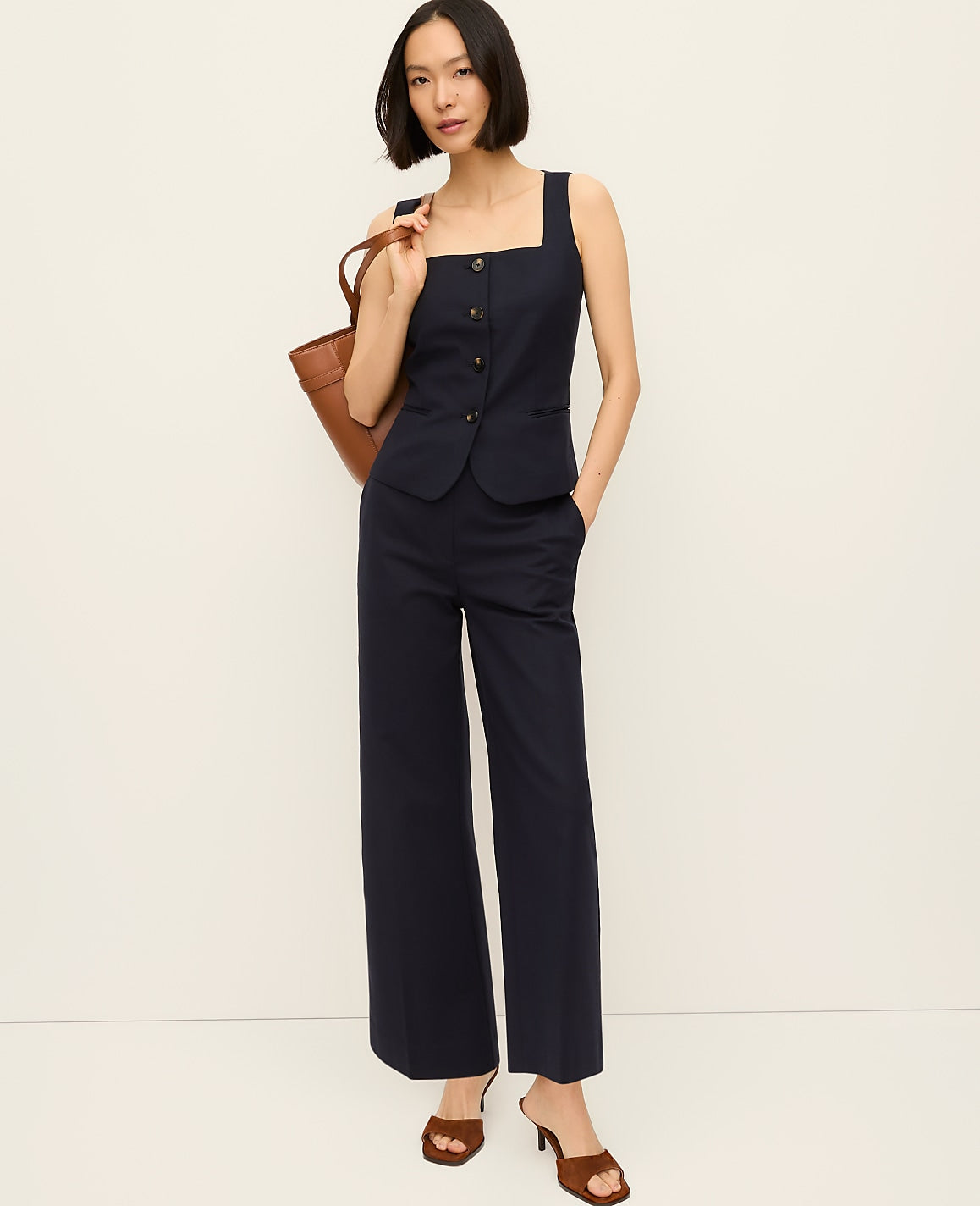 Ann Taylor Night Sky The High Rise Everyday Ankle Pant in Doubleweave