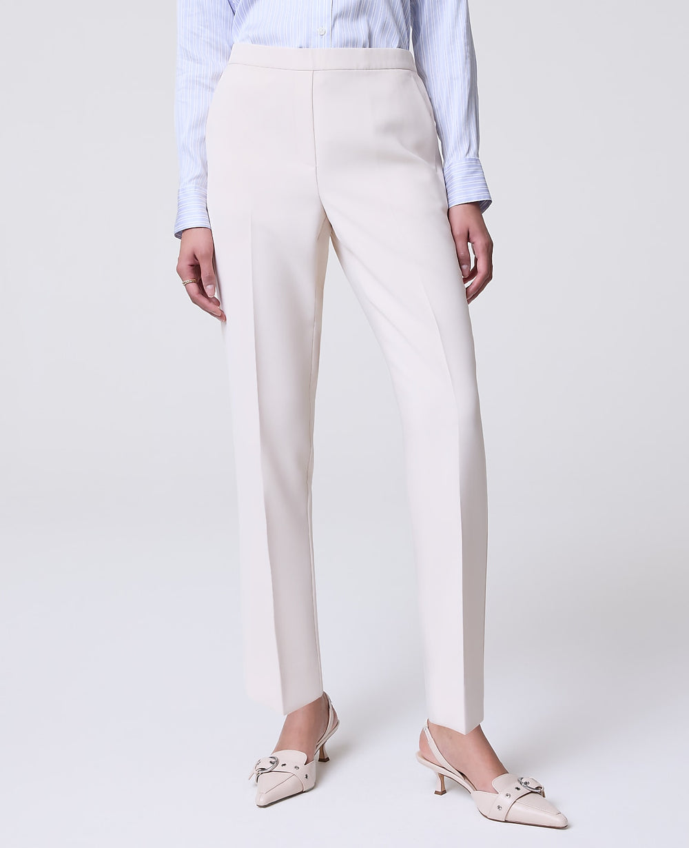 Ann Taylor Ivory Whisper The Relaxed Ankle Pant in Fluid Crepe