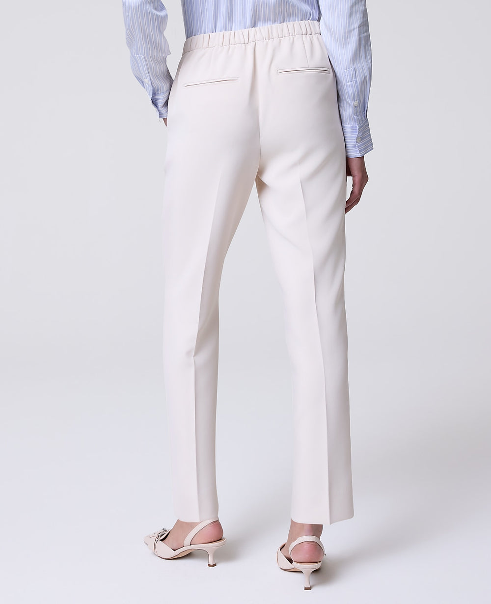Ann Taylor Ivory Whisper The Relaxed Ankle Pant in Fluid Crepe