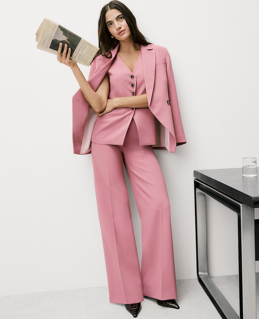 Ann Taylor Smokey Rose The Wide-Leg Flare Trouser in Fluid Crepe