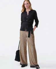 Ann Taylor Black The Easy Wide-Leg Pant in Geo Satin