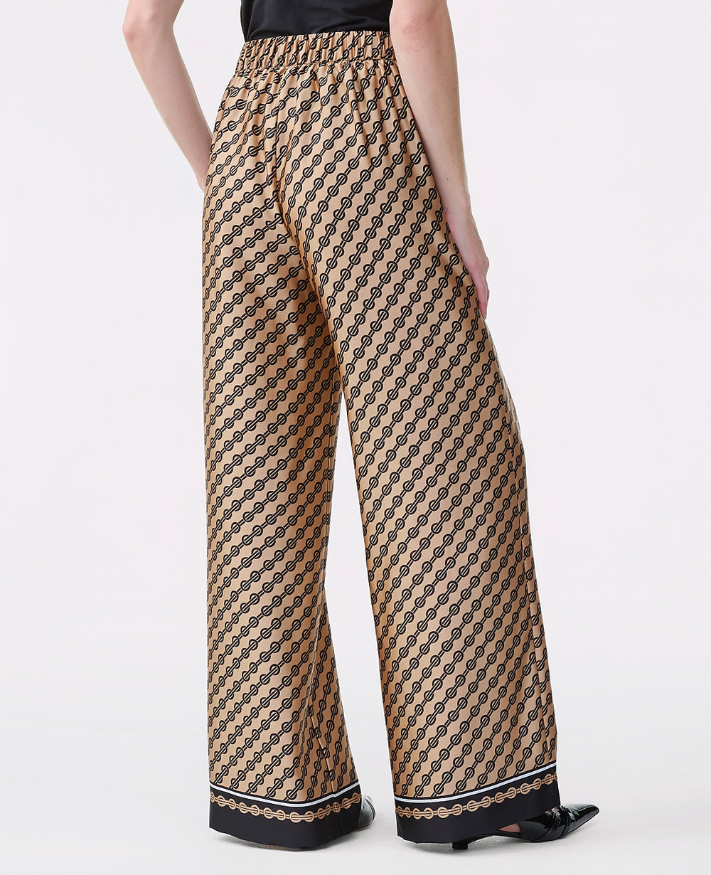Ann Taylor Black The Easy Wide-Leg Pant in Geo Satin
