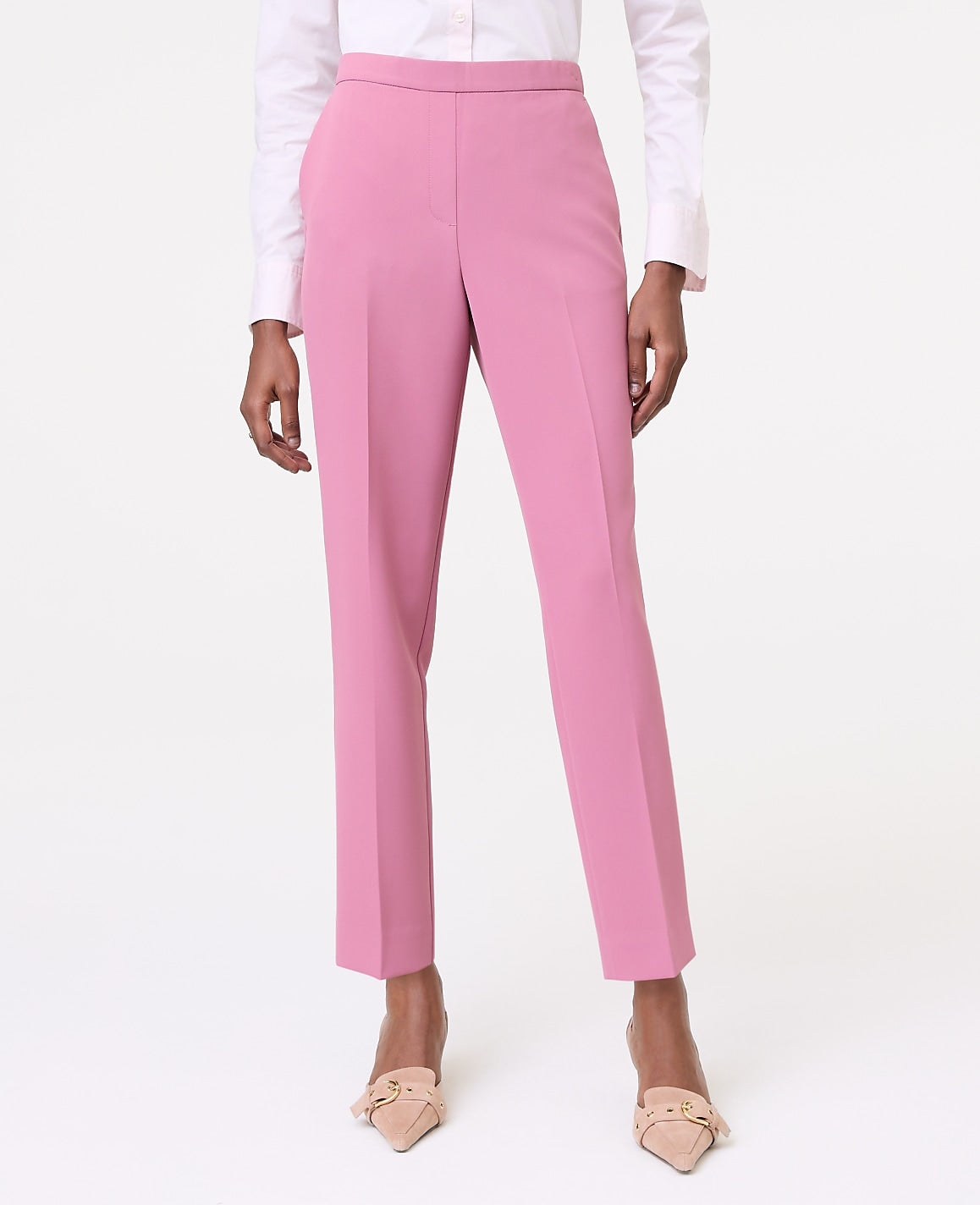 Ann Taylor Smokey Rose The Relaxed Ankle Pant in Fluid Crepe
