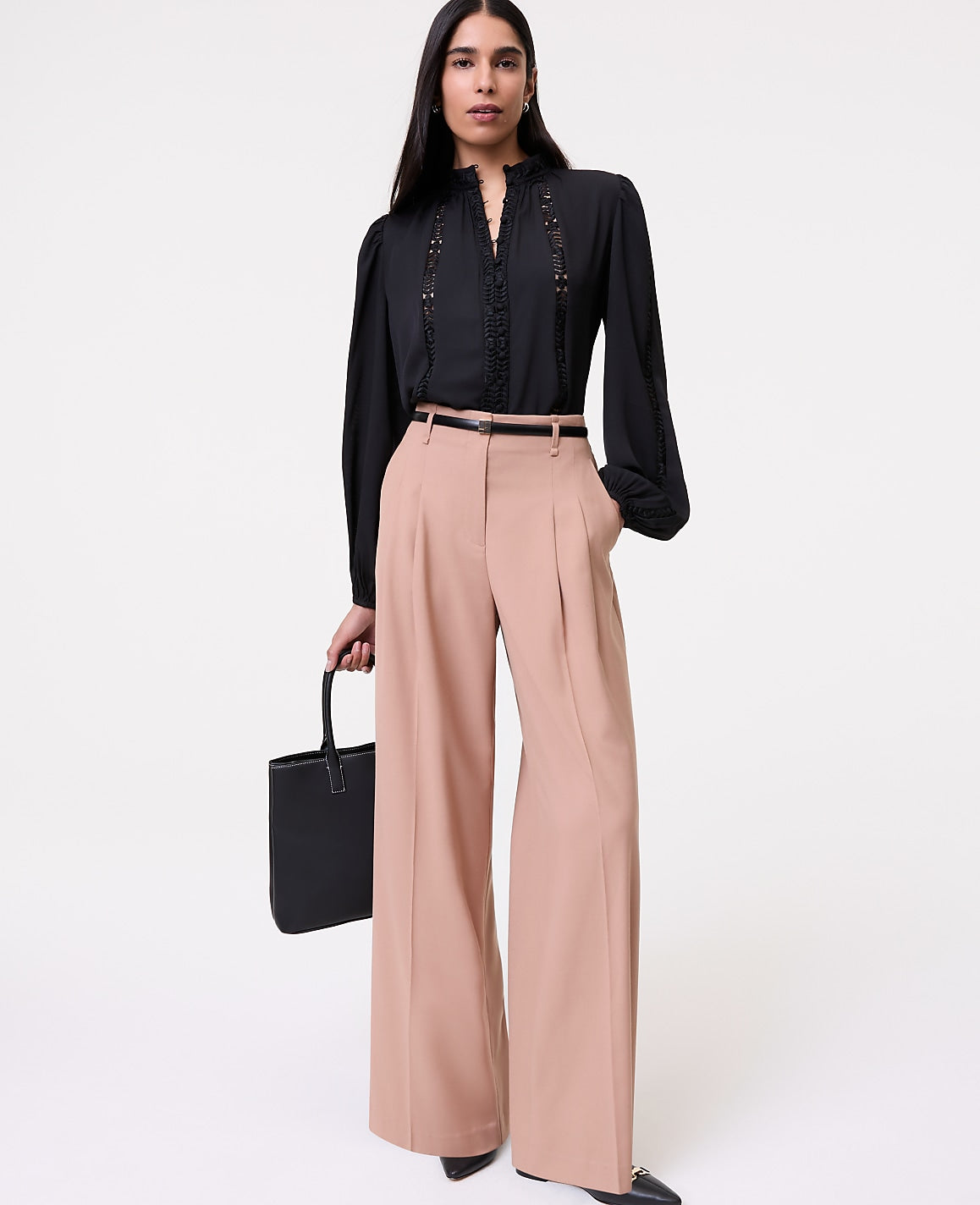 Ann Taylor Weathered Oak The Pleated Wide-Leg Pant