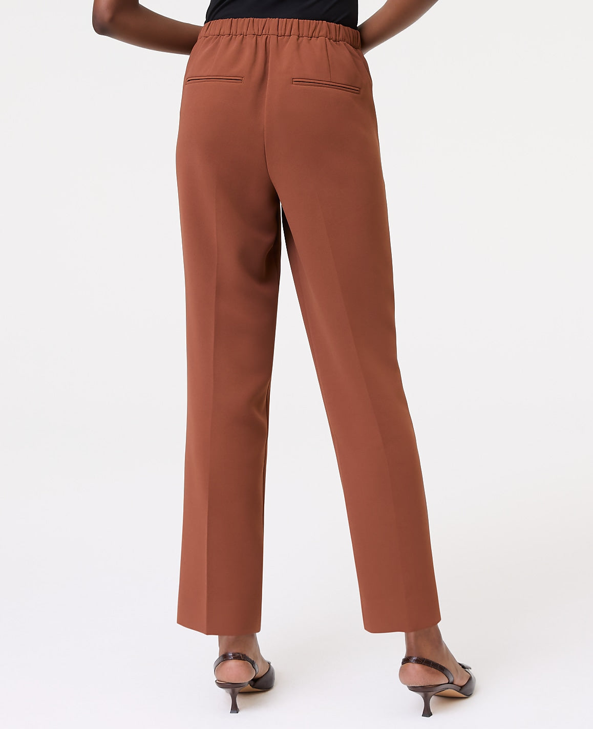 Ann Taylor Tortoise Shell Brown The Relaxed Ankle Pant in Textured Crepe