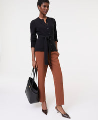 Ann Taylor Tortoise Shell Brown The Relaxed Ankle Pant in Textured Crepe