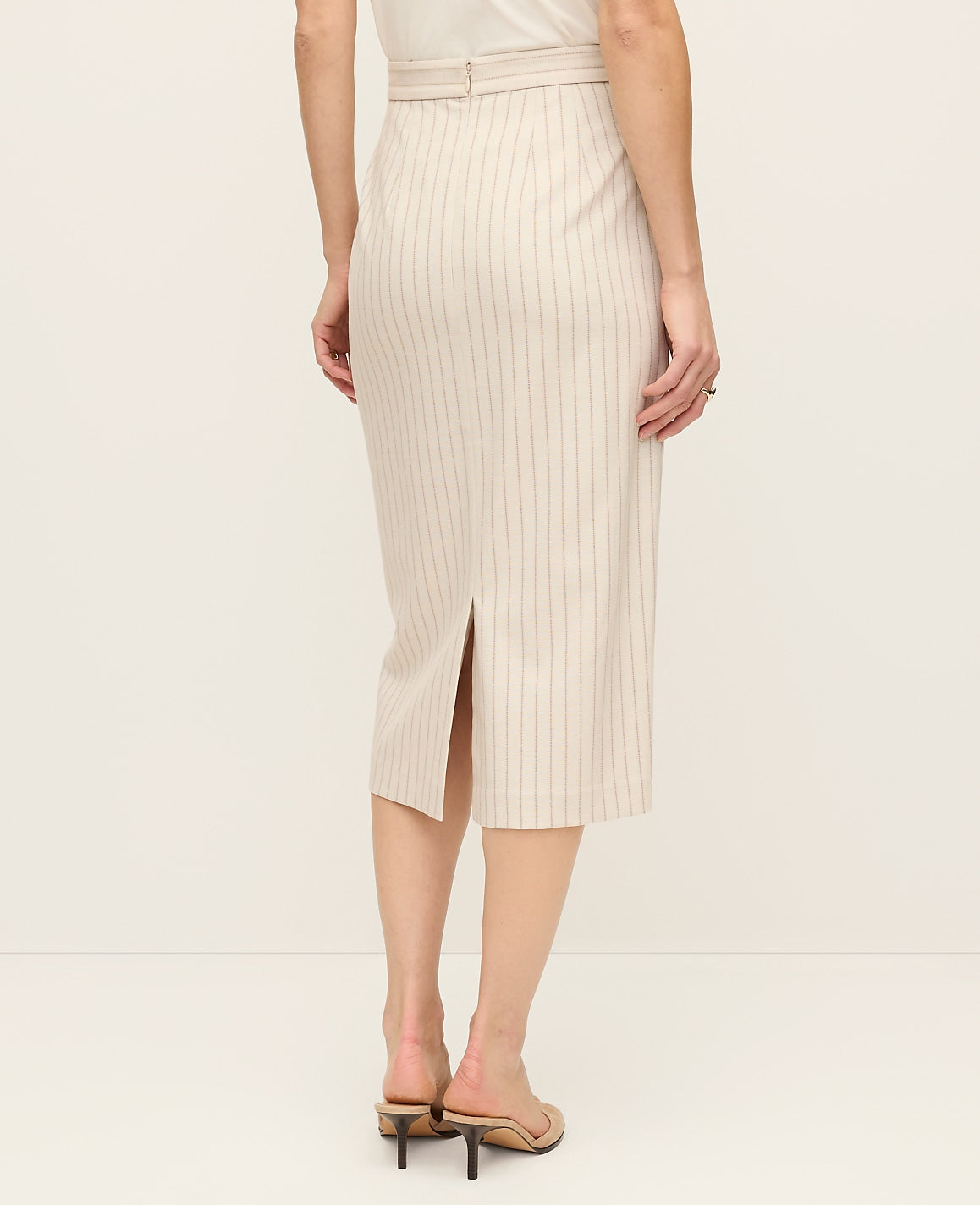 Ann Taylor Cream Multi Pinstripe The Clean Pencil Skirt in Pinstripe