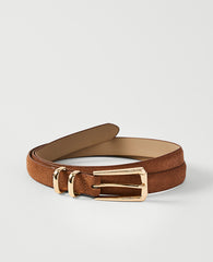 Ann Taylor Coffee Bean Suede Rectangle Buckle Belt