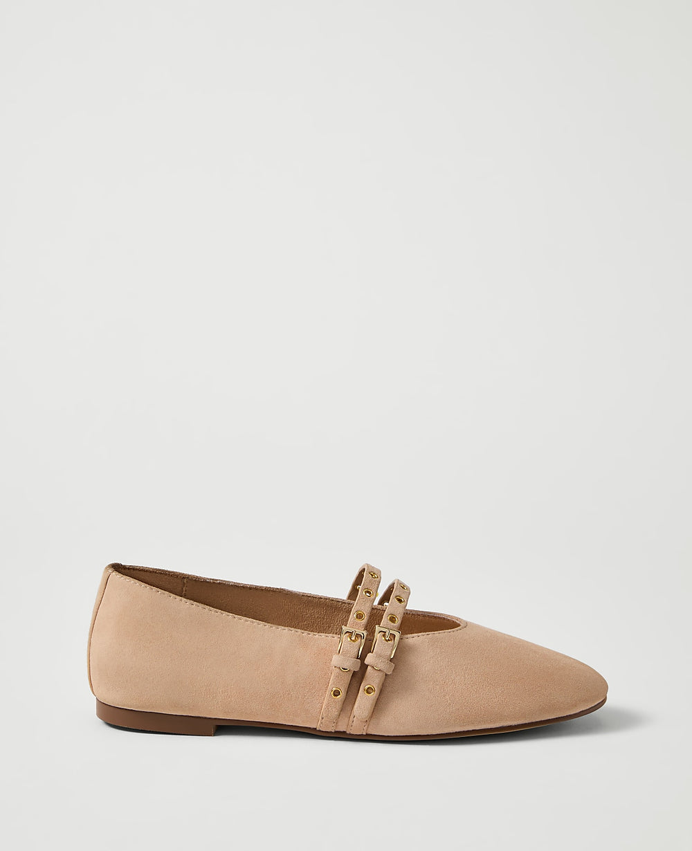 Ann Taylor Sail Cloth Weekend Studded Suede Mary Jane Flat