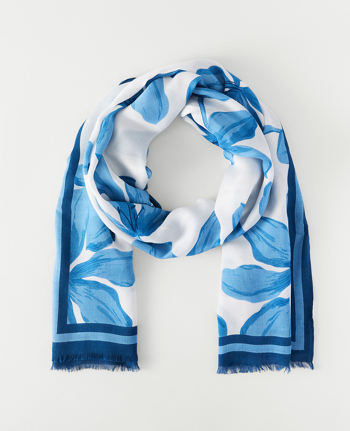 Ann Taylor White Floral Scarf