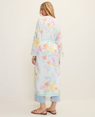 Ann Taylor White Floral Belted Kimono