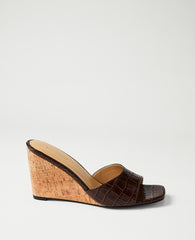 Ann Taylor Pure Chocolate Croco Wedge Sandal