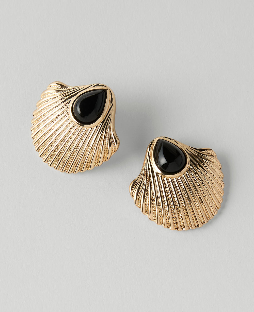 Ann Taylor Goldtone Shell Stone Stud Earrings