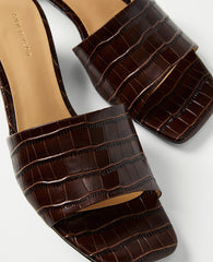 Ann Taylor Pure Chocolate Croco Heeled Mule