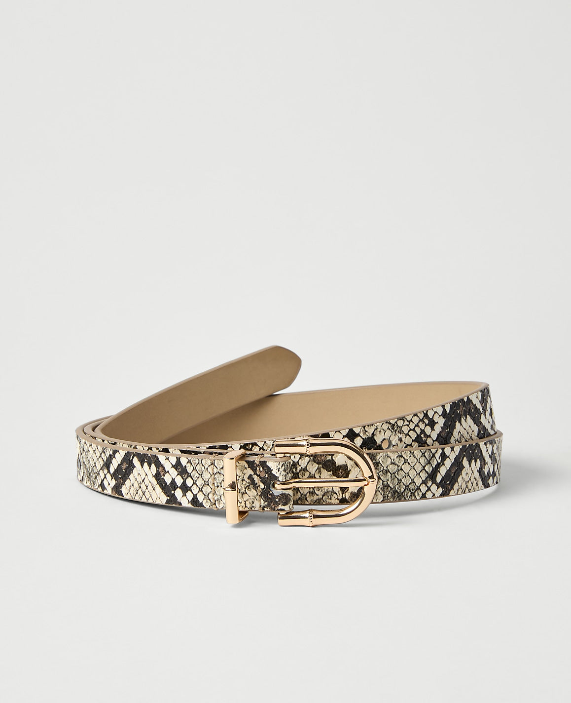 Ann Taylor Black/White Multi Skinny Snake Print Belt