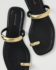 Ann Taylor Black Leather Embellished Sandal