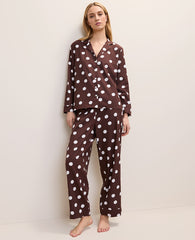 Ann Taylor Rich Walnut Polka Dot Pajama Set