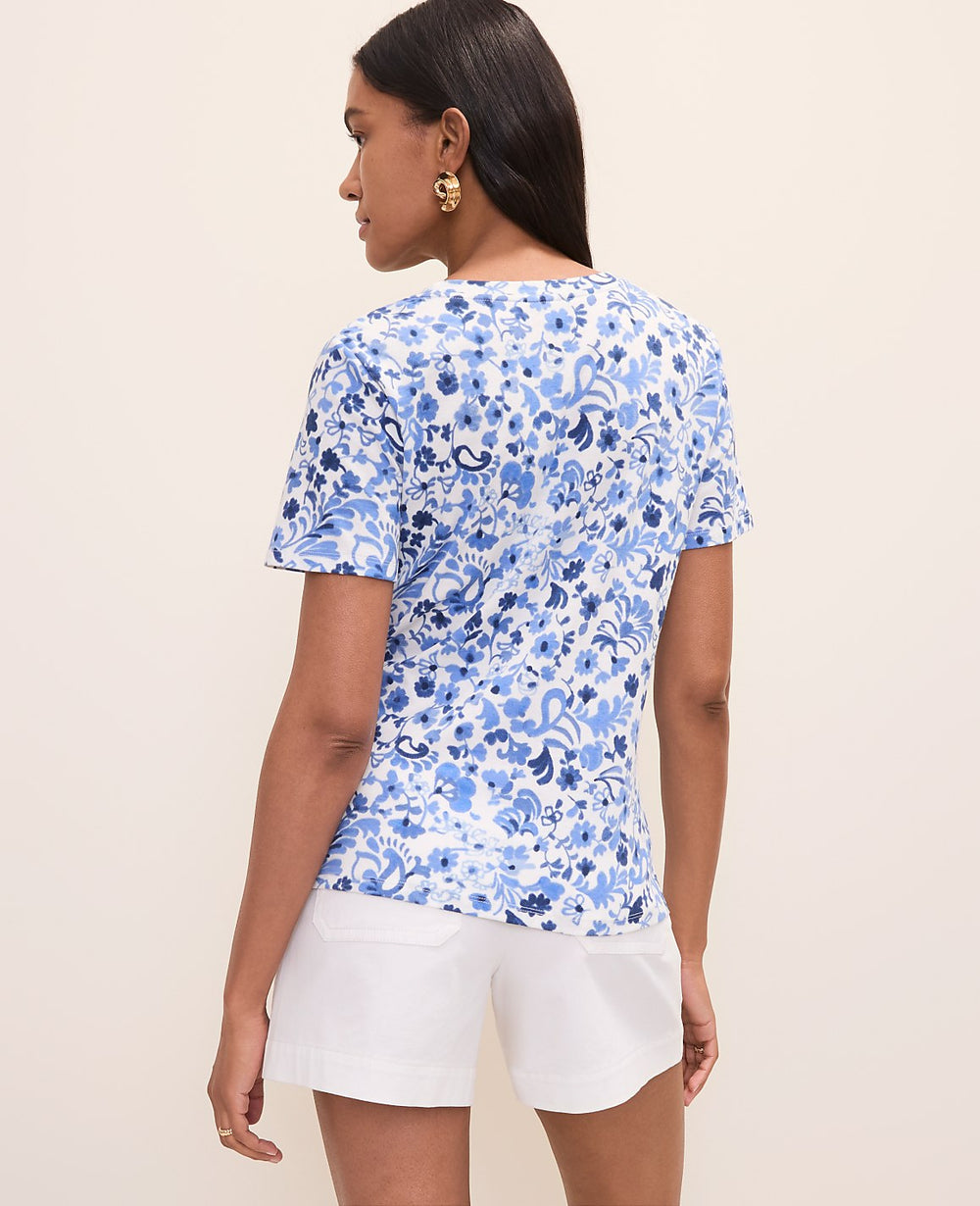 Vinci Leather Pure Ink Paisley Crew Neck Tee