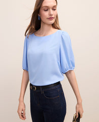 Vinci Leather Vista Blue Boatneck Popover