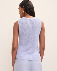 Vinci Leather Crystal Lavender Sequin Metallic Sweater Shell