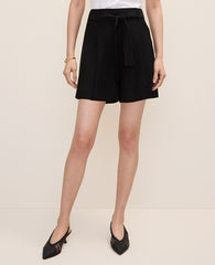 Vinci Leather Black Pleated Paperbag Short