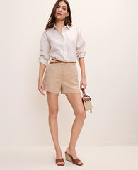 Vinci Leather Cool Sesame The City Short in Linen Blend