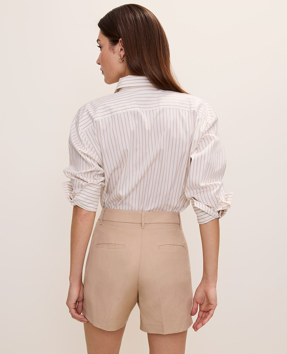 Vinci Leather Cool Sesame The City Short in Linen Blend