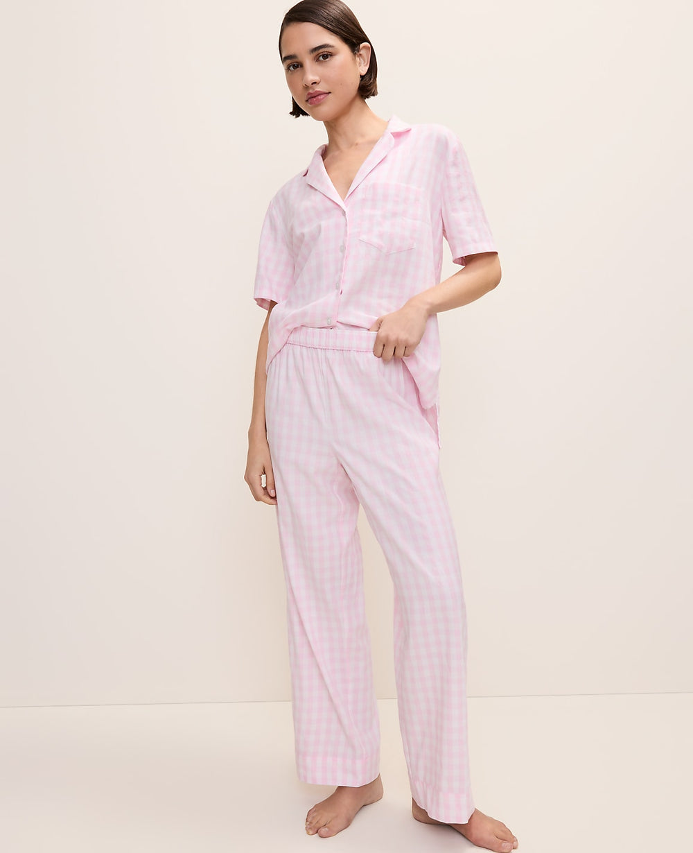 Vinci Leather Vibrant Pink Gingham Pajama Set