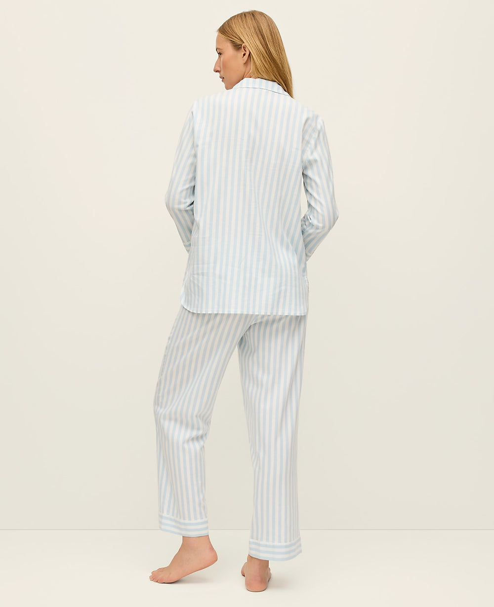 Vinci Leather Cashmere Blue Striped Pajama Set