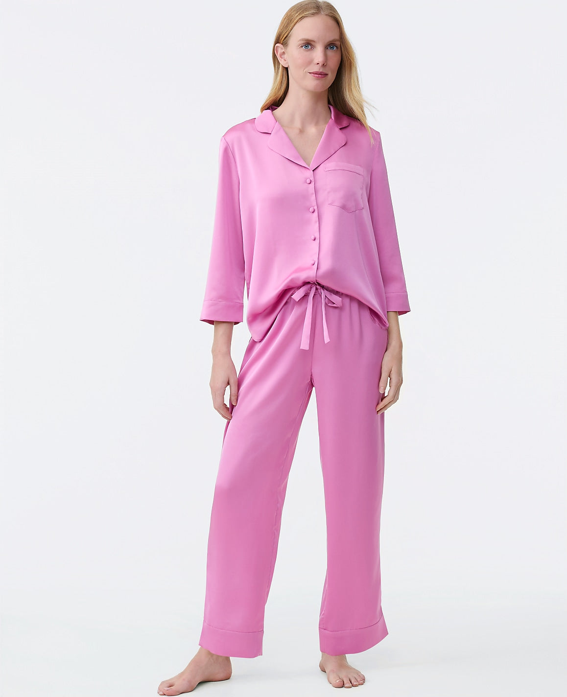Vinci Leather Dusty Mauve Satin Pajama Set